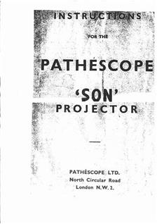 Pathe Pathescope Son manual. Camera Instructions.